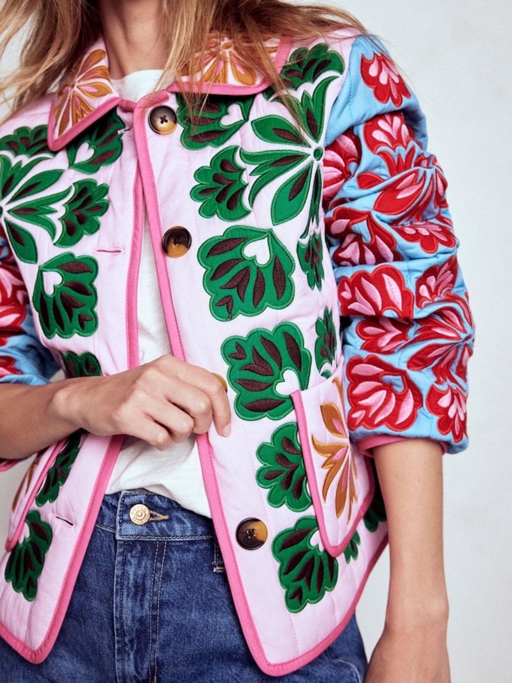 Boden Fitzrovia Embroidered Quilted Jacket US 8 UK 12 Floral NWT - Picture 3 of 9